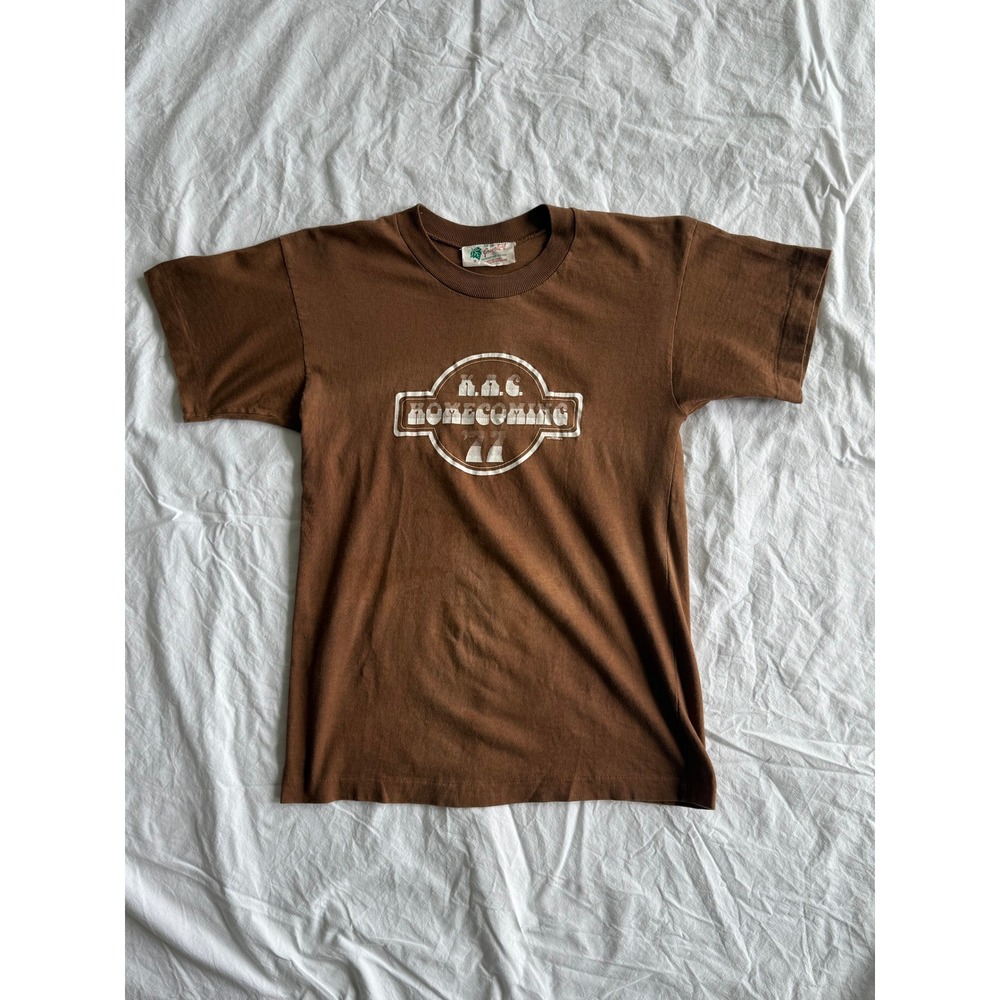 Vintage Green Leaf Brown KAC Homecoming 77 Graphic T-Shirt Mens Medium Cotton